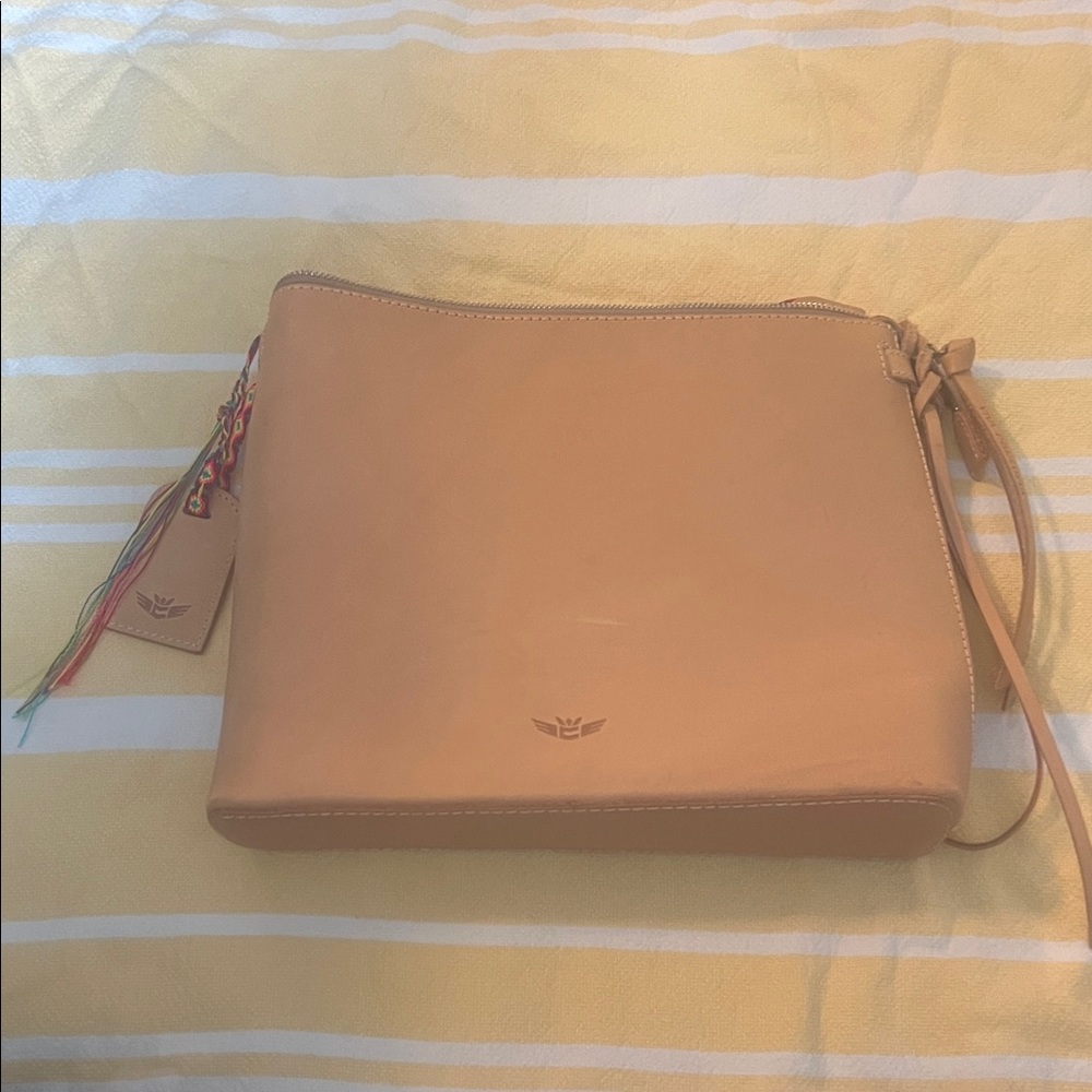 Consuela Tan Leather Crossbody Bag